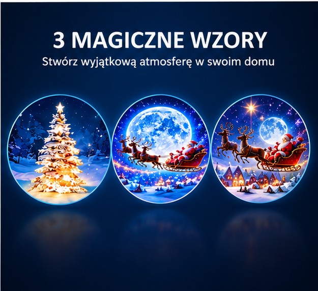 Trzy świąteczne wzory projektora Santa Glow